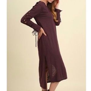Umgee maxi dress with lace up sleeves